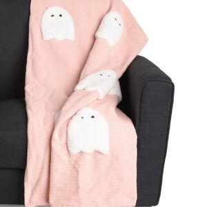 NEW NWT Rachel Zoe Throw Blanket GHOST 50x60 Peach Pink White Halloween Tiktok